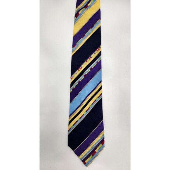 Versace V2 Mens Tie 55"x3.75" 100% Silk Vintage Stripes Made In Italy - Picture 2 of 9
